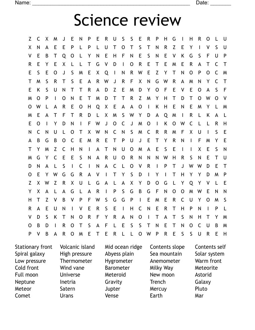 Science review  Word Search