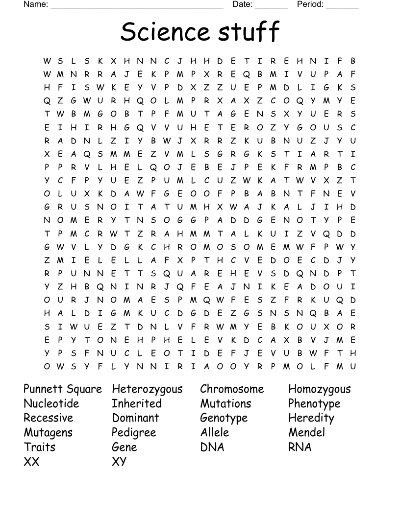 Science stuff Word Search