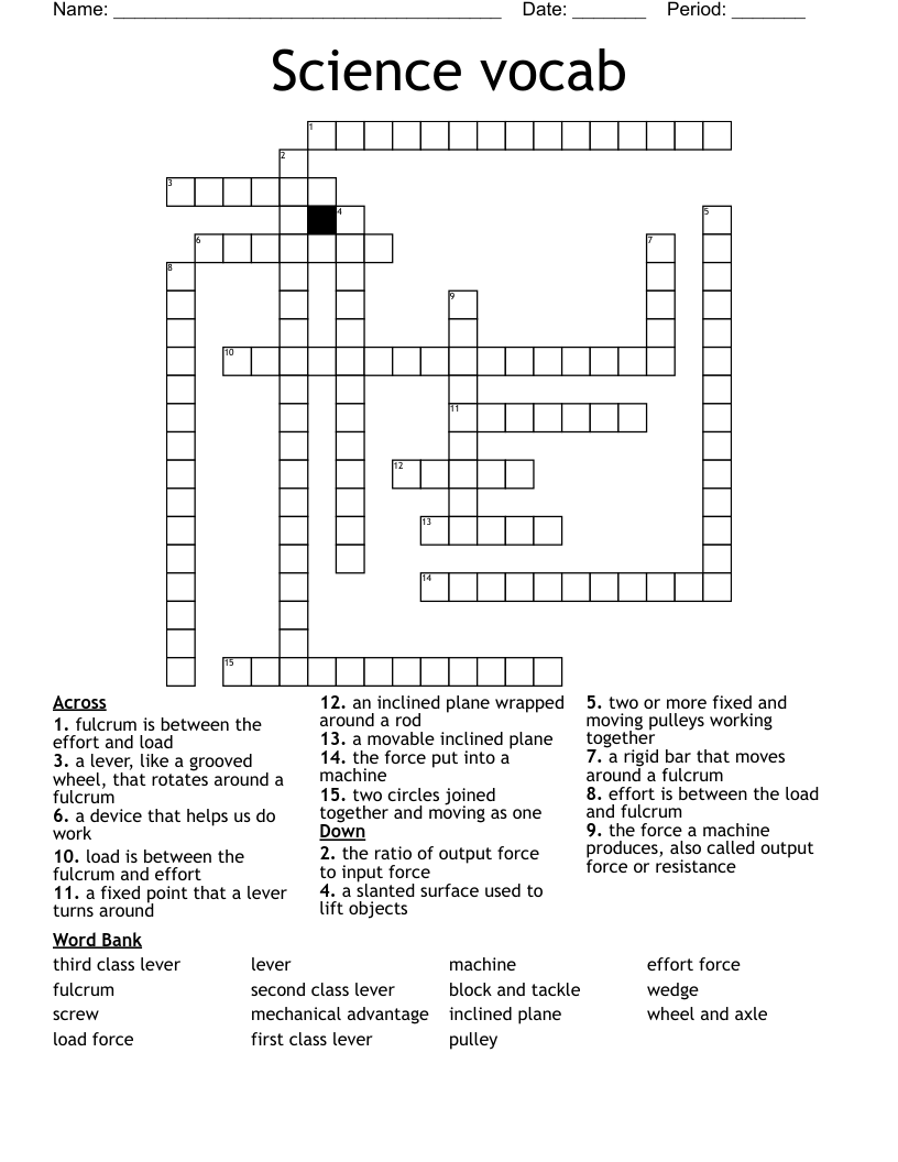 Science vocab Crossword