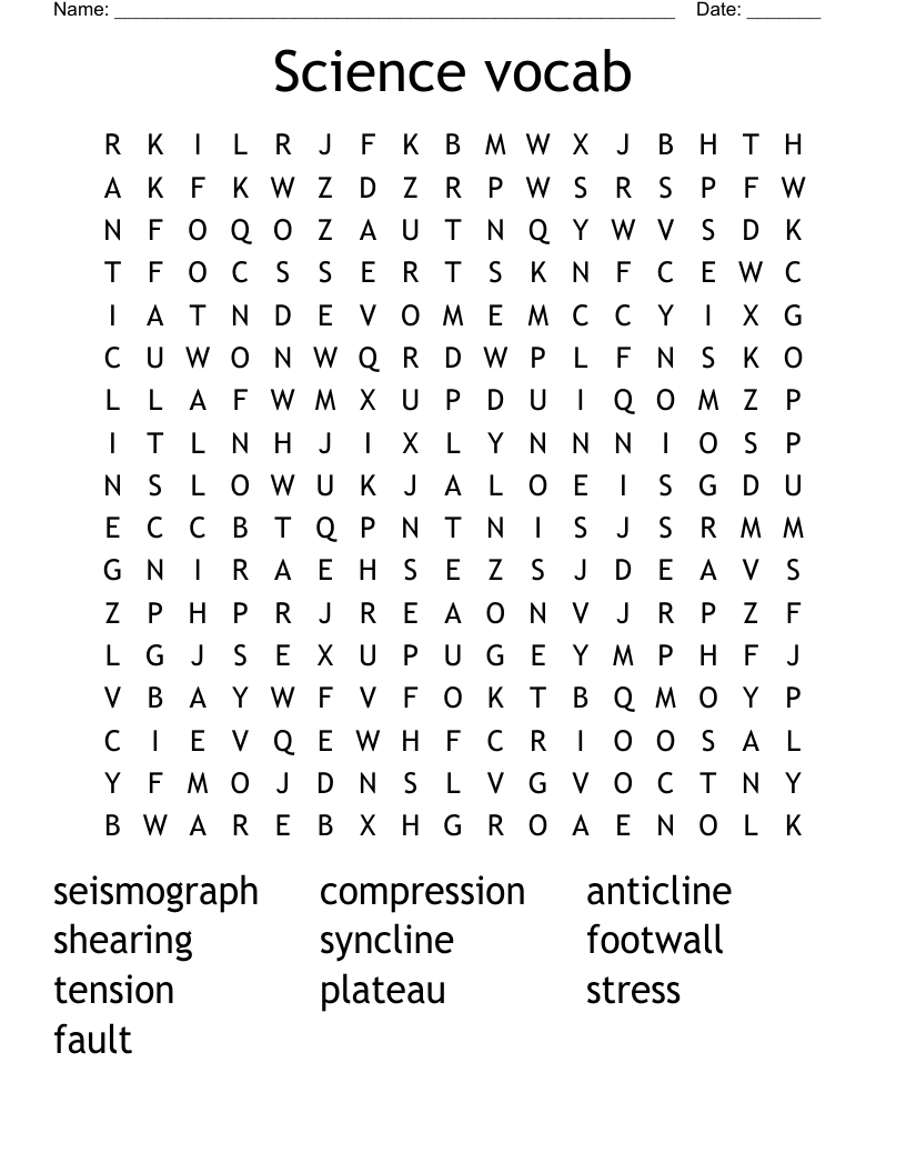 Science vocab Word Search