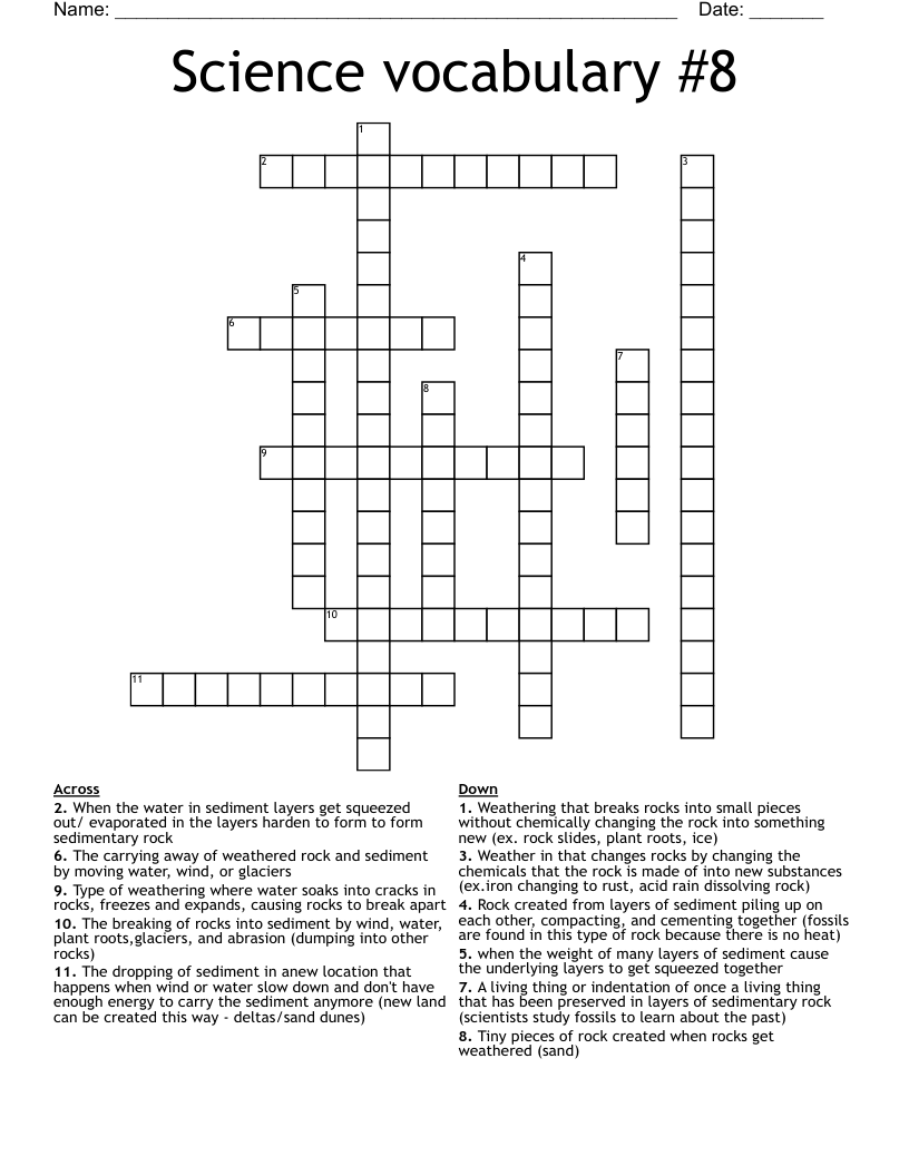 Science vocabulary #8 Crossword
