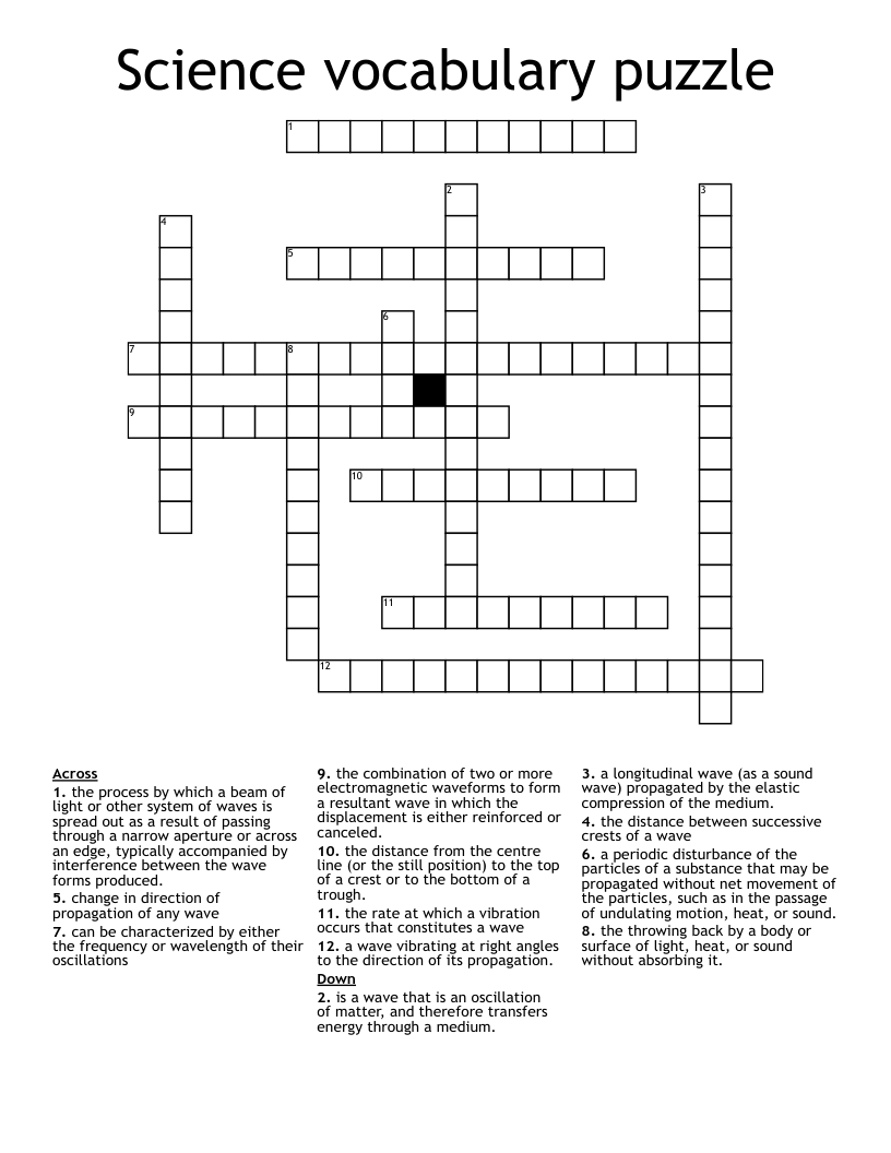Science vocabulary puzzle Crossword