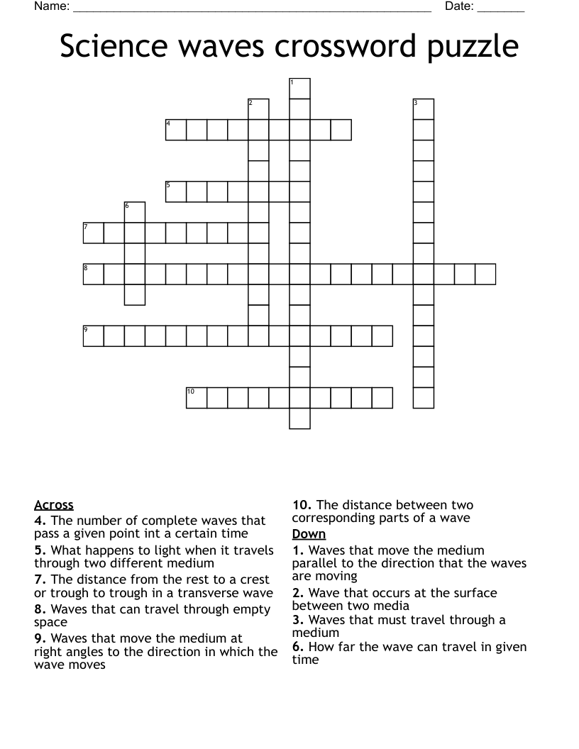 Science waves crossword puzzle
