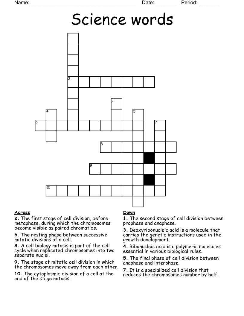 Science words Crossword