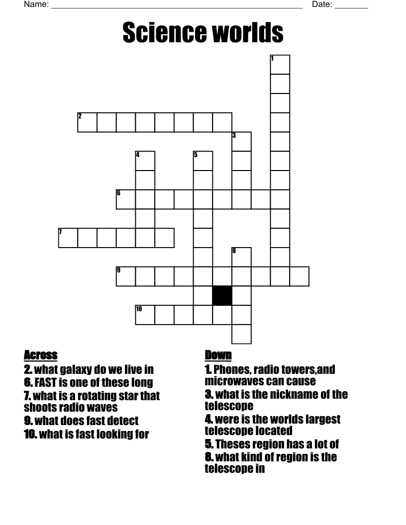 Science worlds Crossword