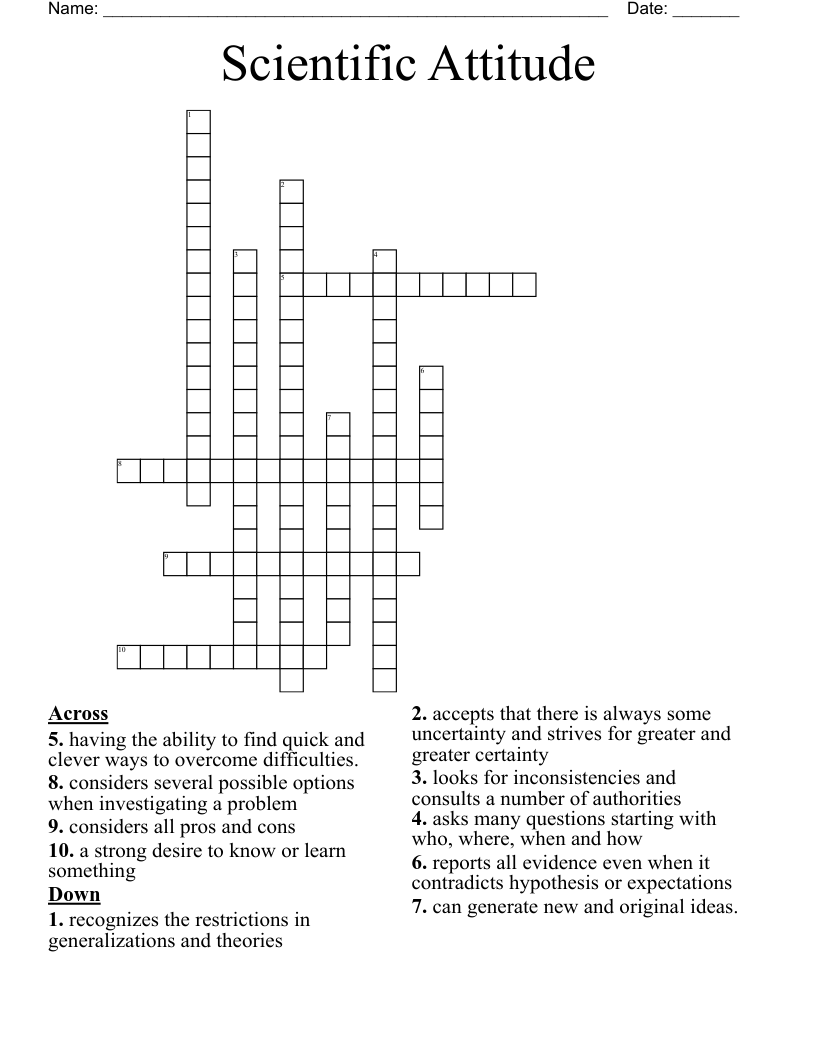 Scientific Attitude Crossword