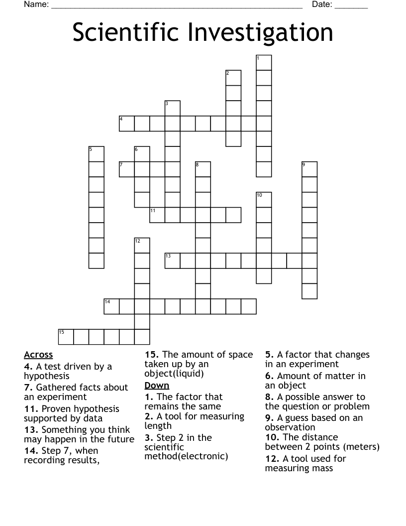 Scientific Investigation Crossword