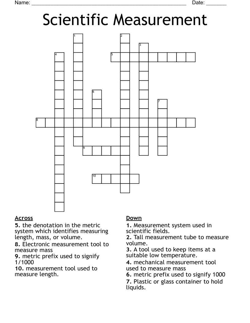Scientific Measurement Crossword