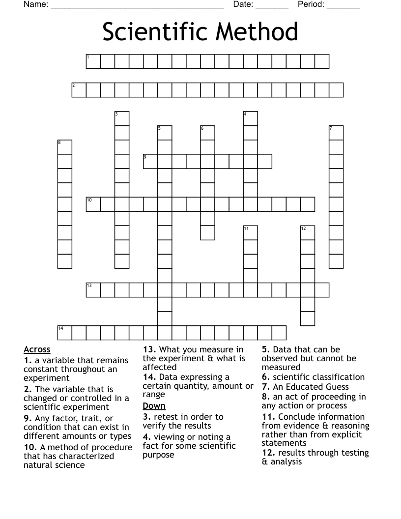 Scientific Method Crossword