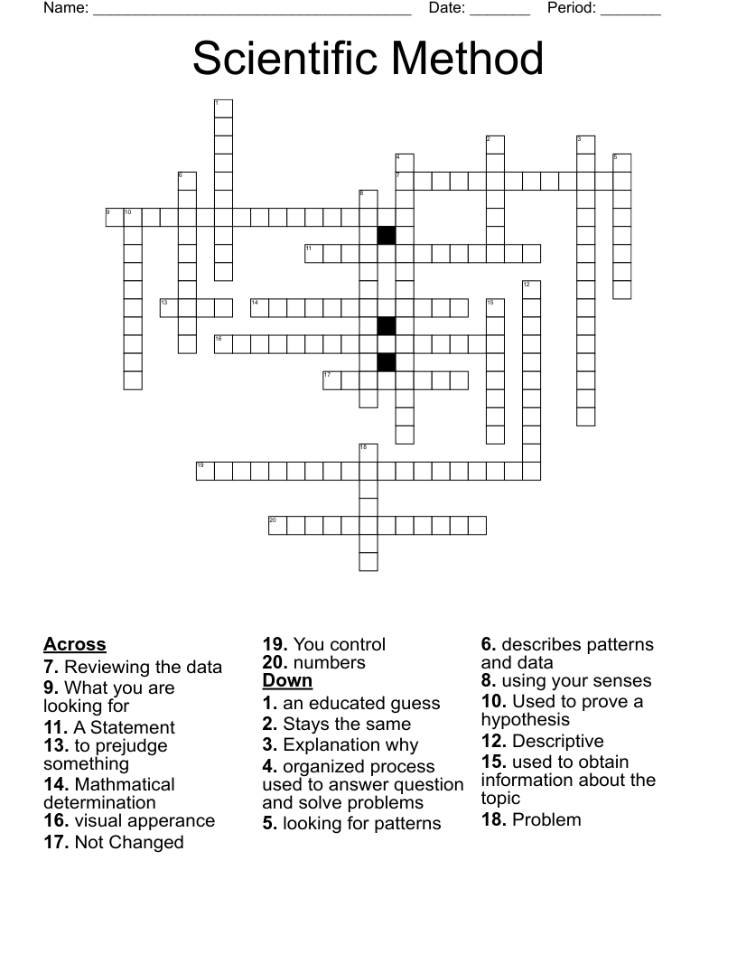 Scientific Method Crossword