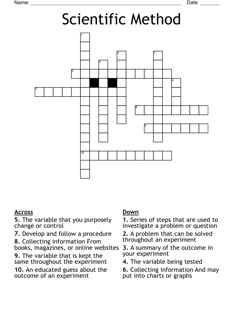 Scientific Method Crossword