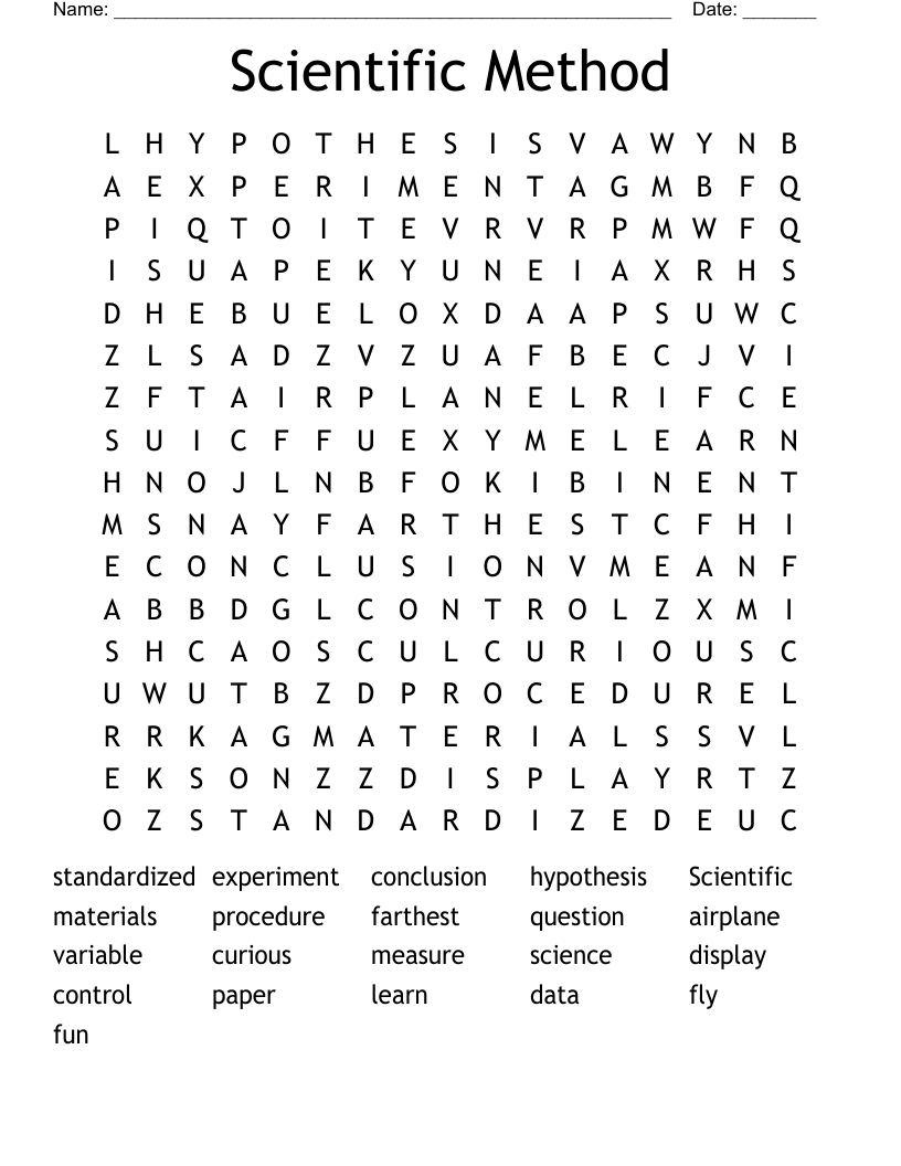 Scientific Method Word Search
