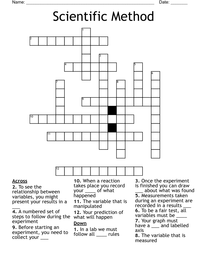 Scientific Method Crossword