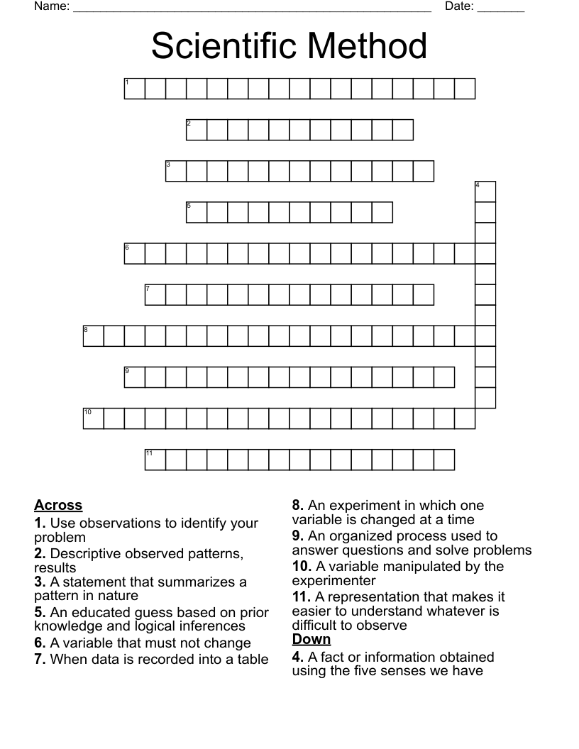 Scientific Method Crossword