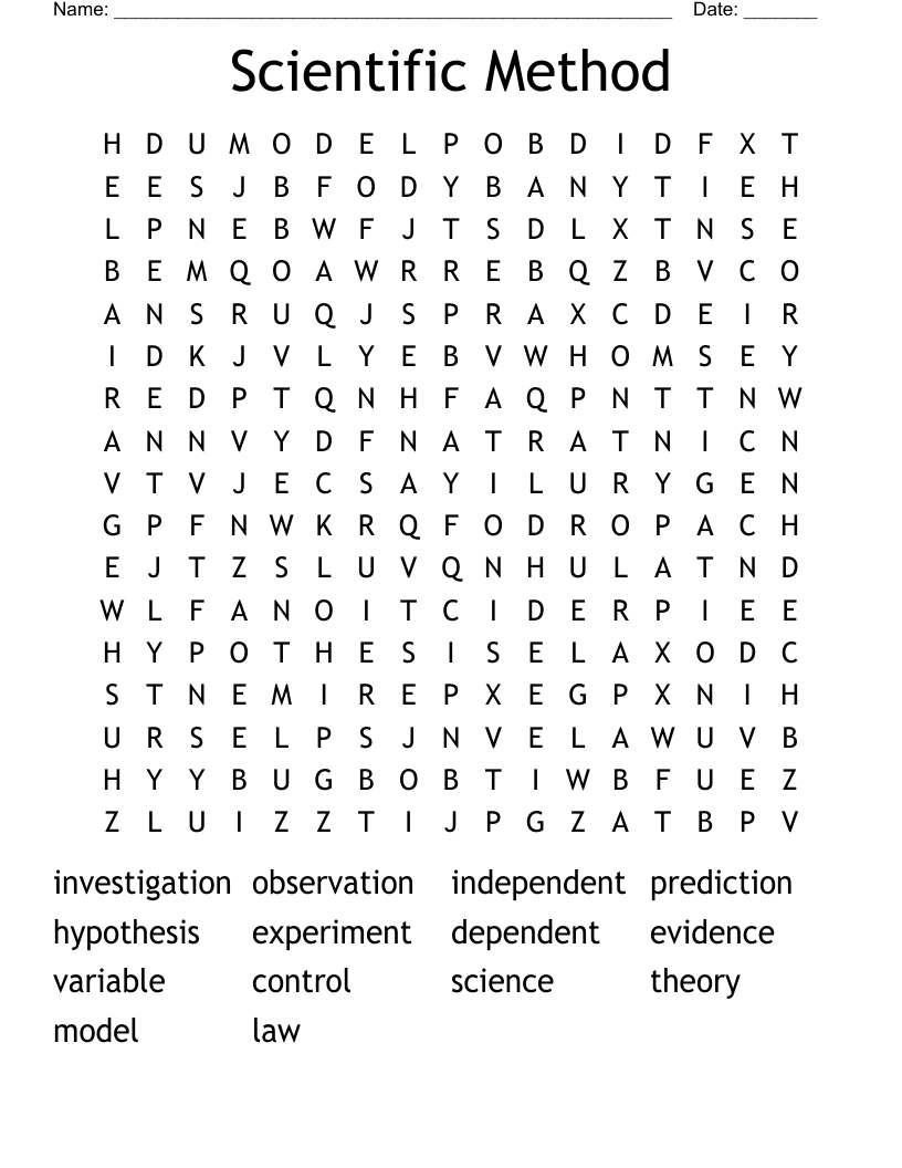 Scientific Method Word Search