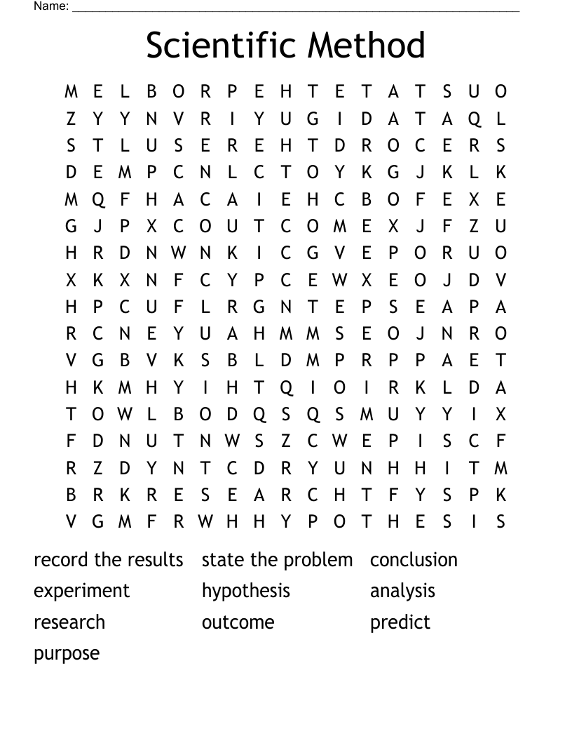 Scientific Method Word Search