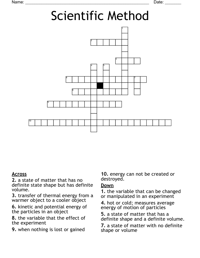 Scientific Method Crossword
