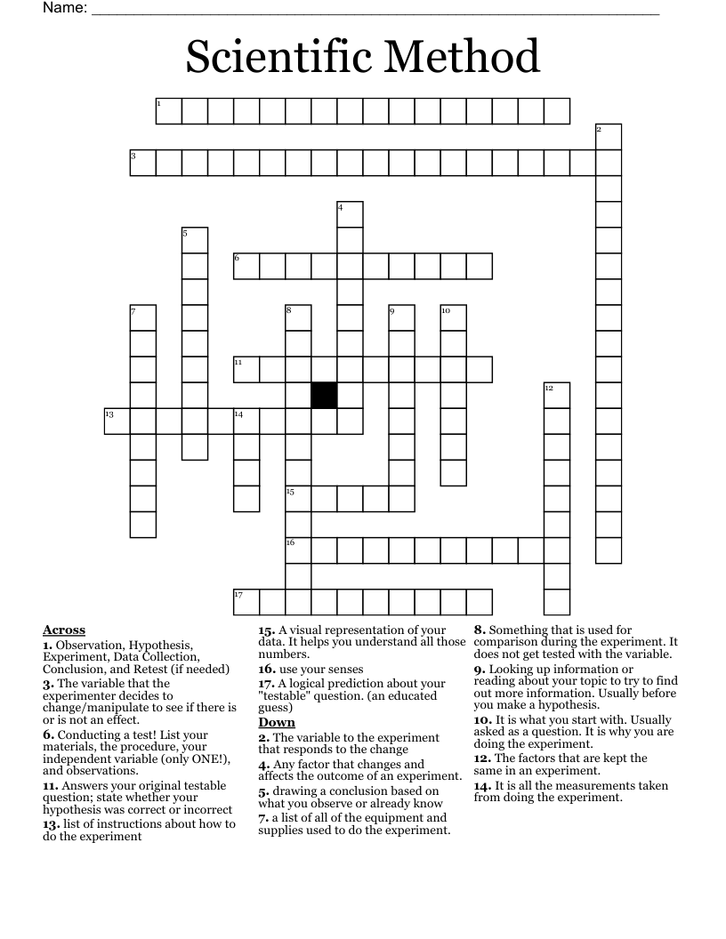 Scientific Method Crossword