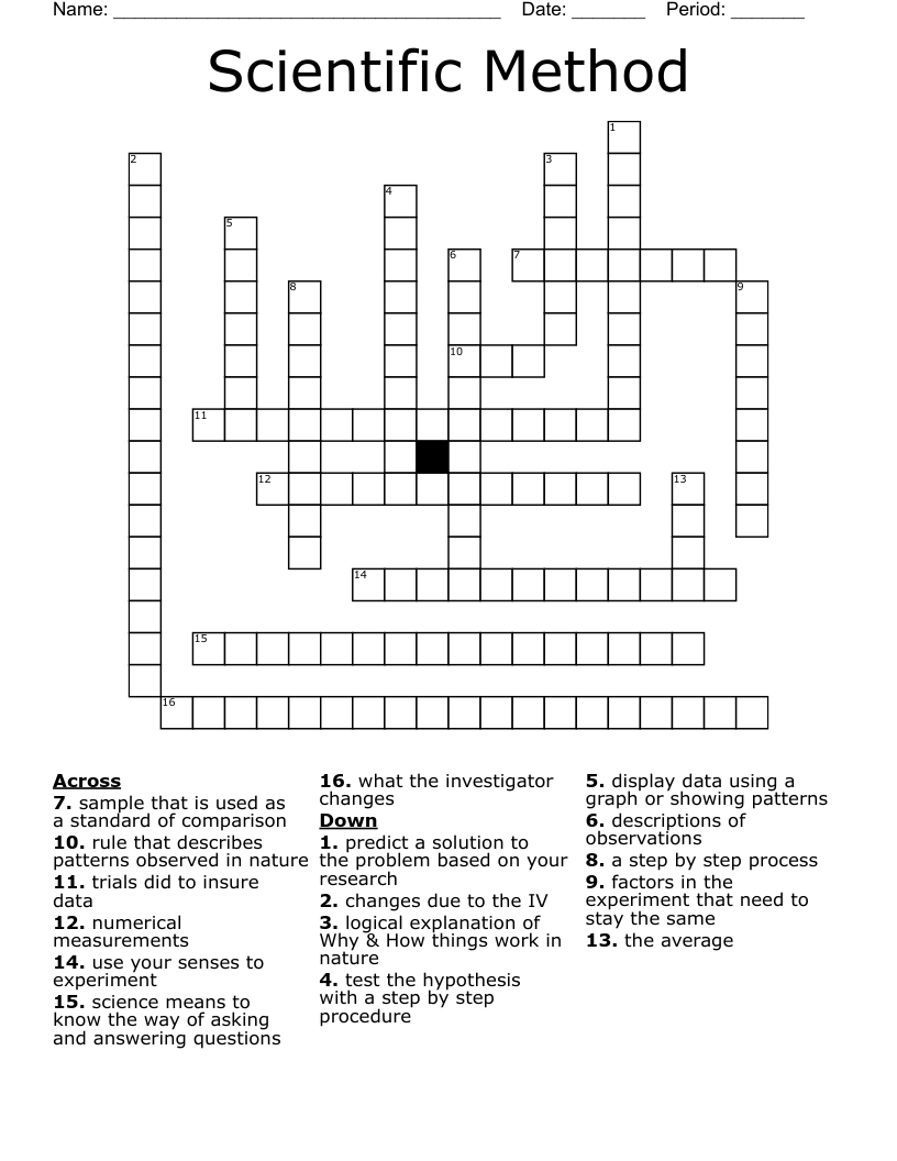 Scientific Method Crossword