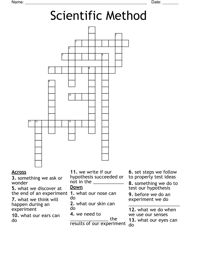 Scientific Method Crossword