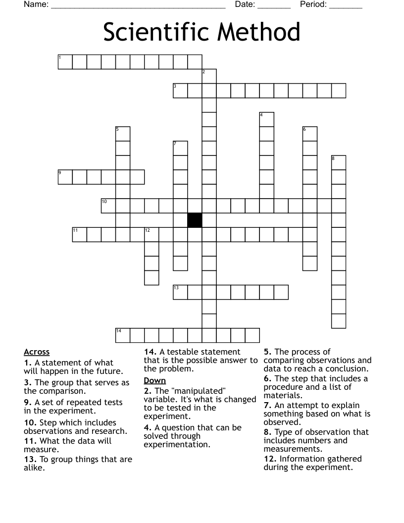 Scientific Method Crossword