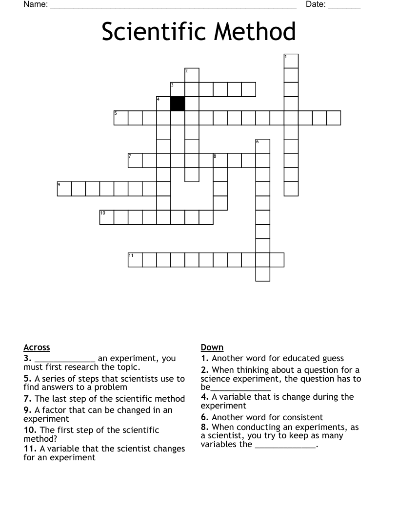 Scientific Method Crossword