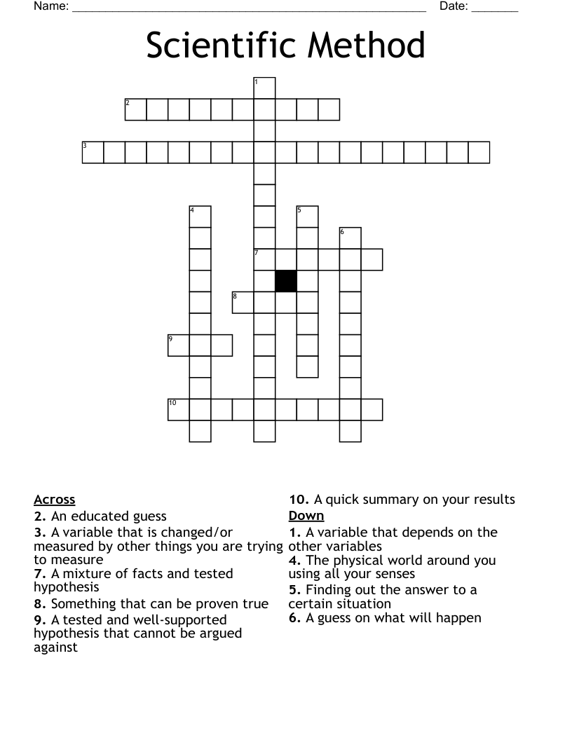 Scientific Method Crossword