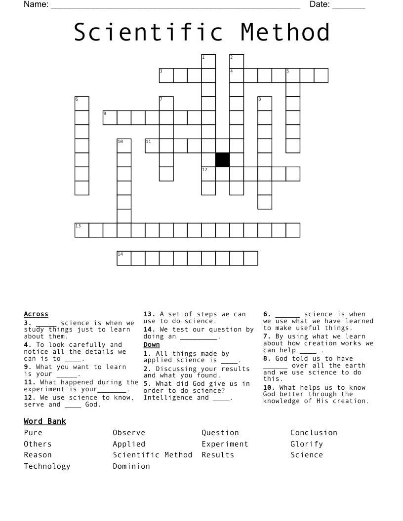 Scientific Method Crossword
