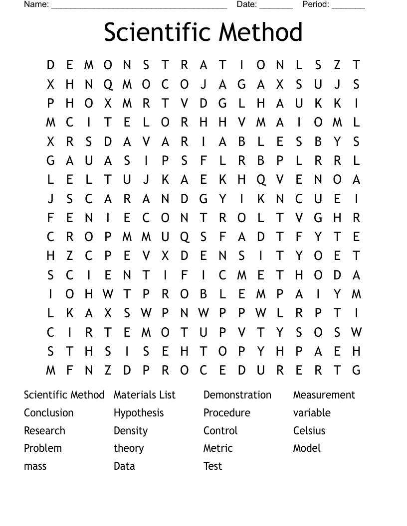Scientific Method Word Search
