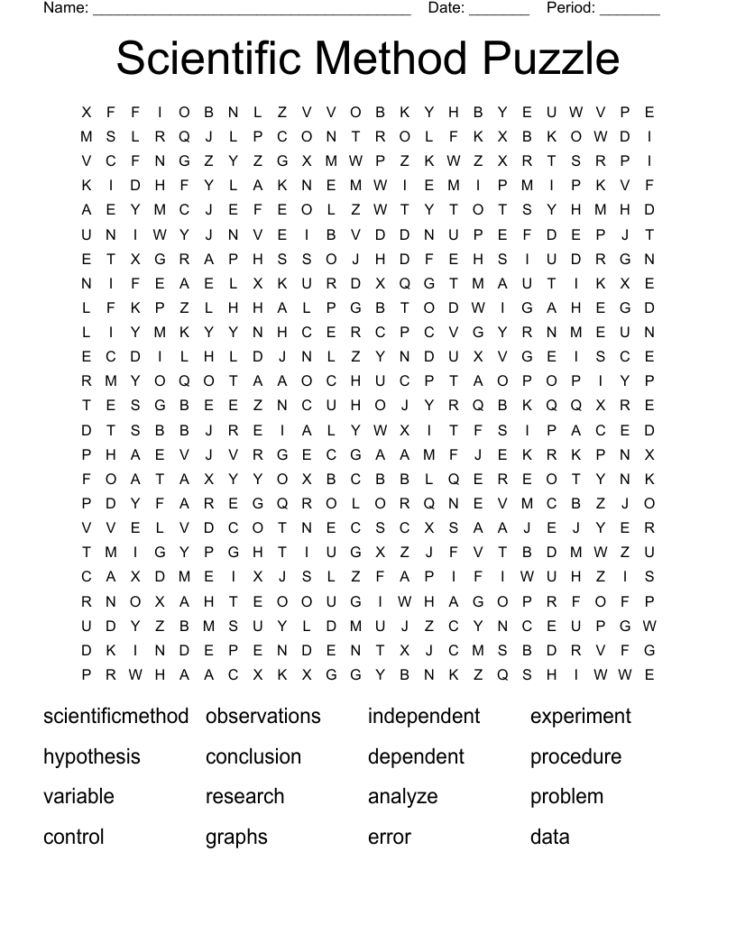Scientific Method Puzzle Word Search