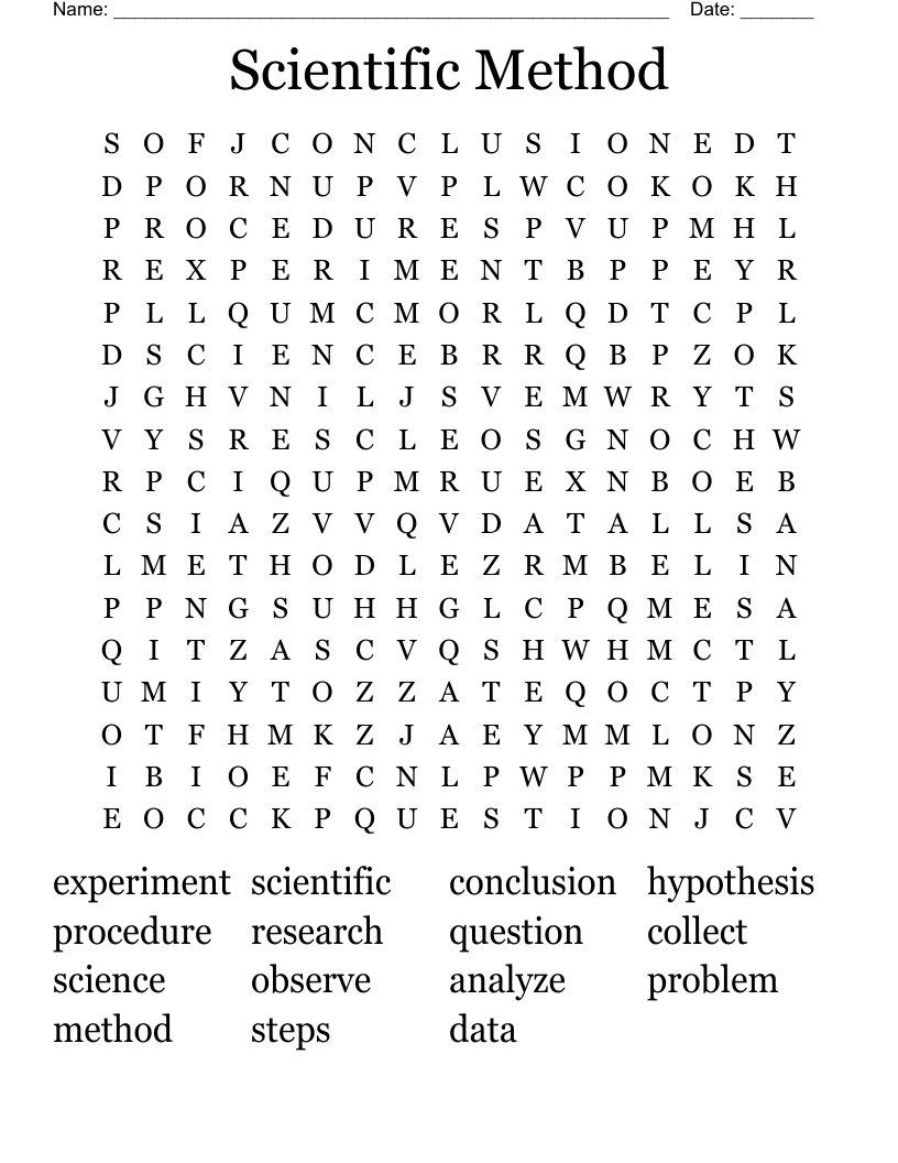 Scientific Method  Word Search