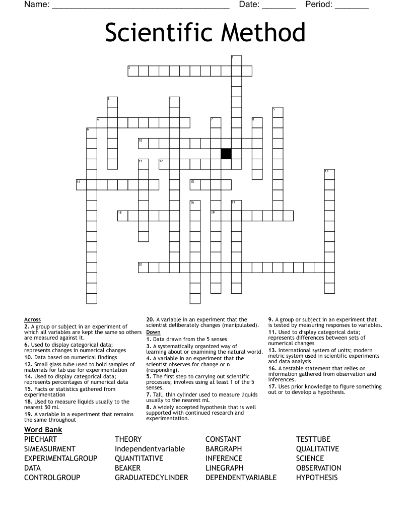 Scientific Method  Crossword