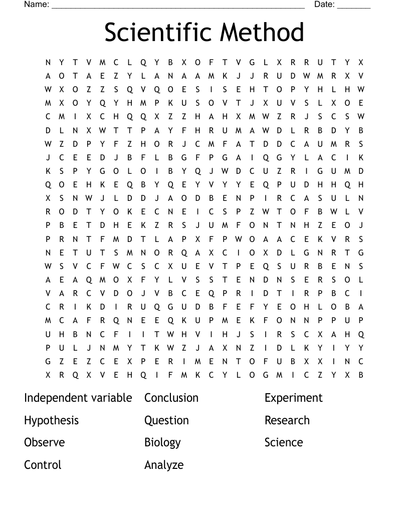 Scientific Method  Word Search