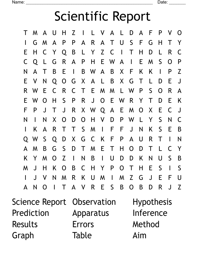 Scientific Report Word Search