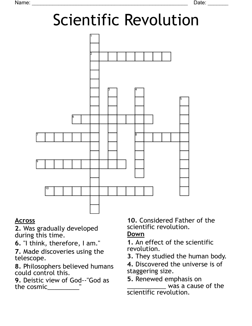 Scientific Revolution Crossword