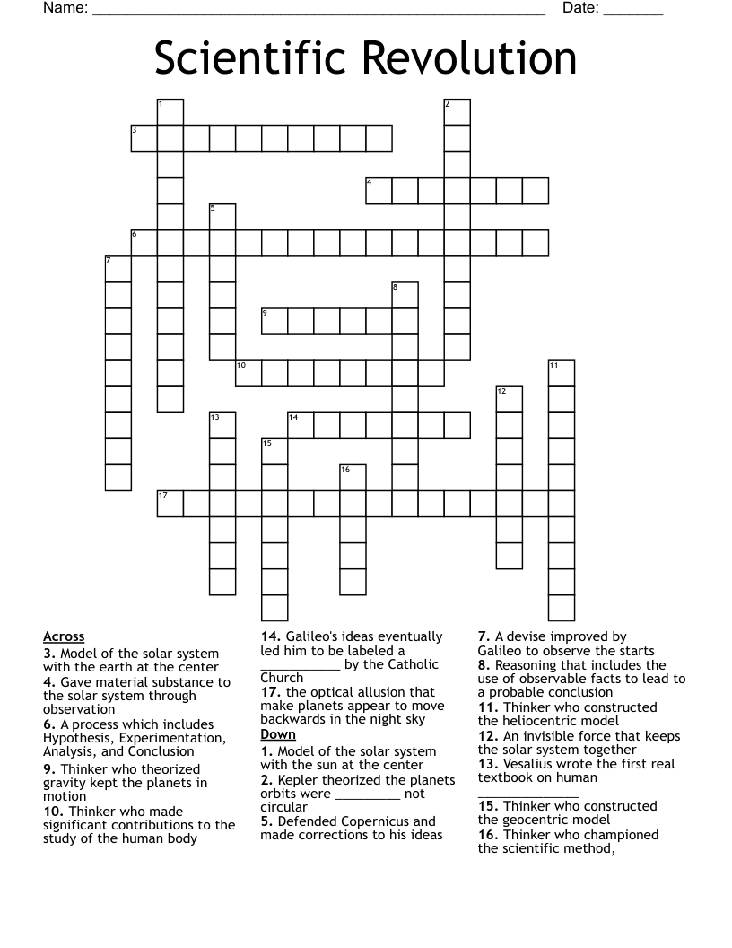 Scientific Revolution Crossword
