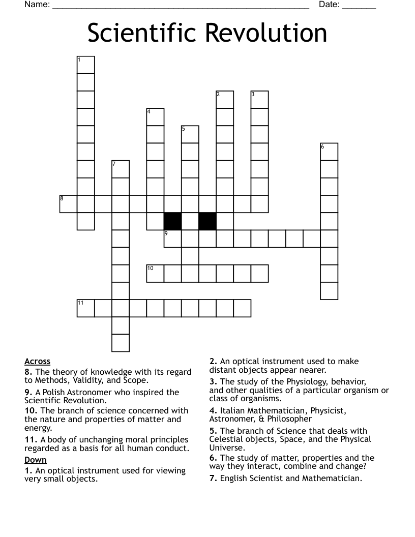 Scientific Revolution Crossword