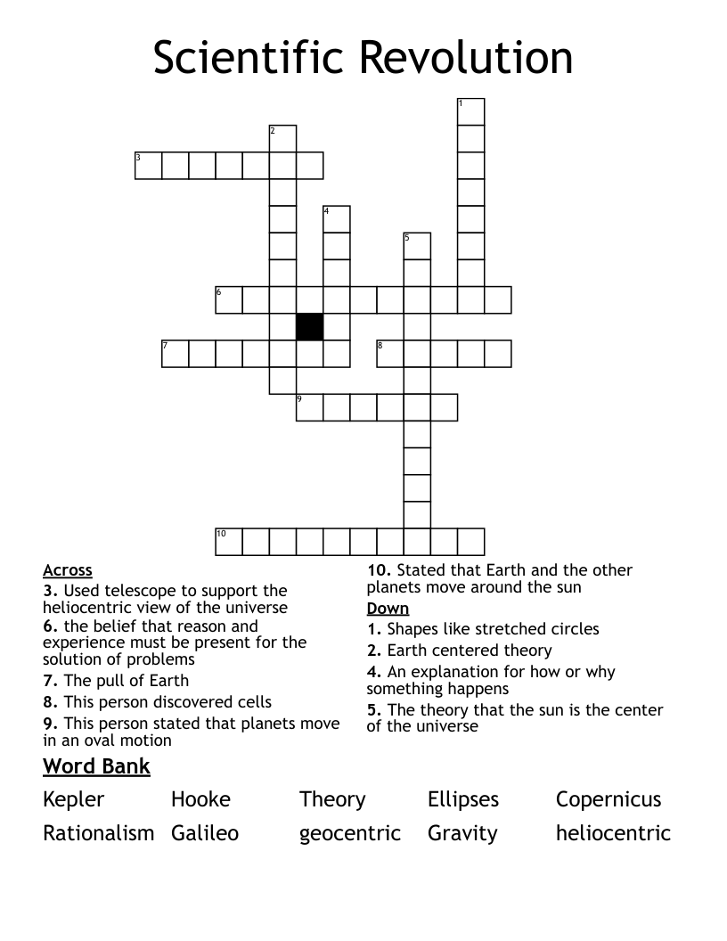 Scientific Revolution Crossword