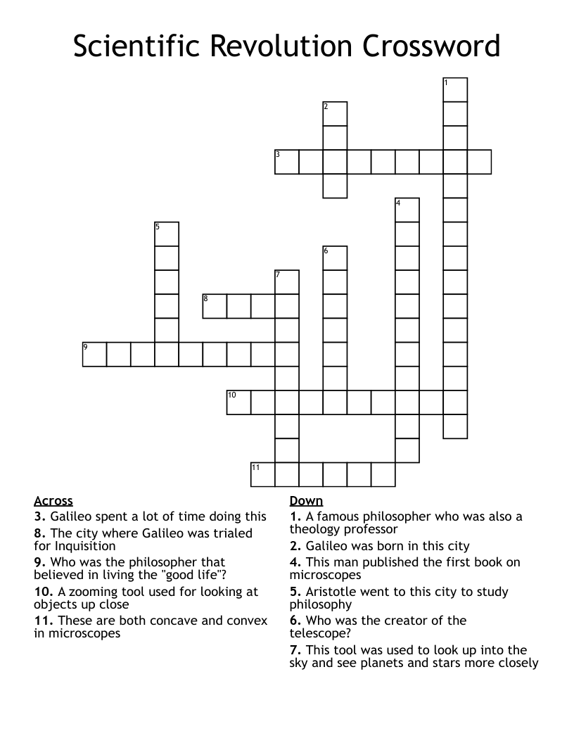 Scientific Revolution Crossword   
