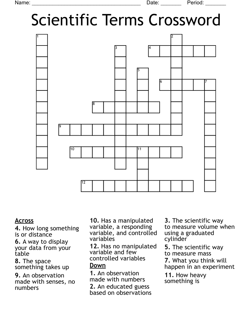 Scientific Terms Crossword
