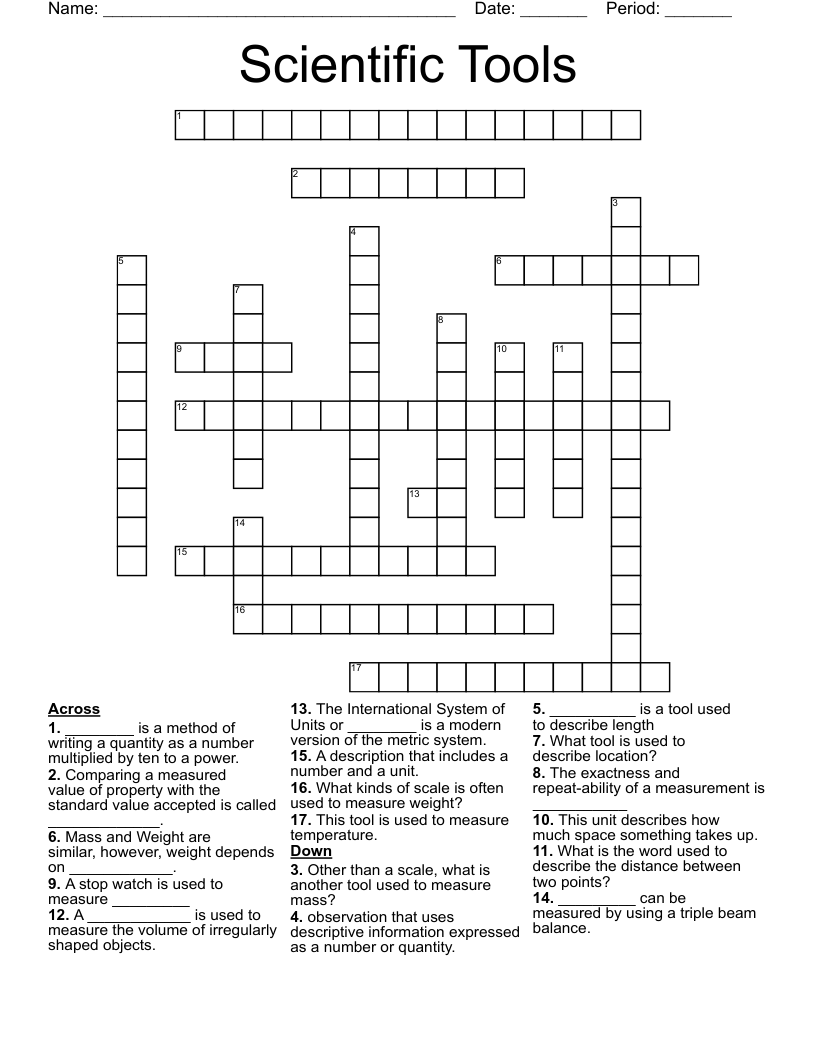 Scientific Tools Crossword
