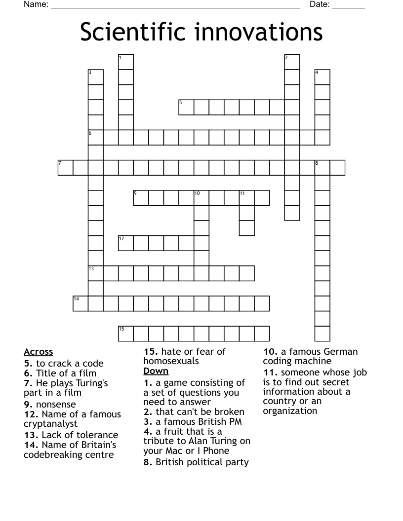 Scientific innovations Crossword