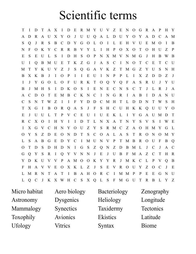 Scientific terms Word Search