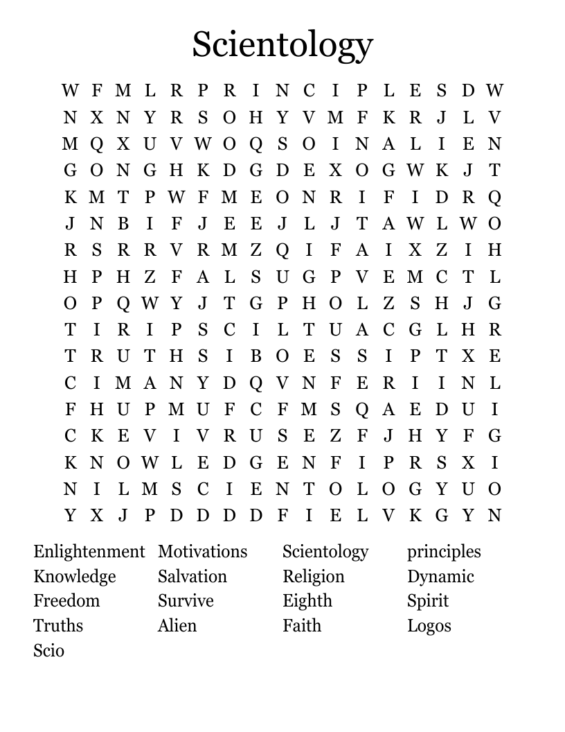 Scientology Word Search