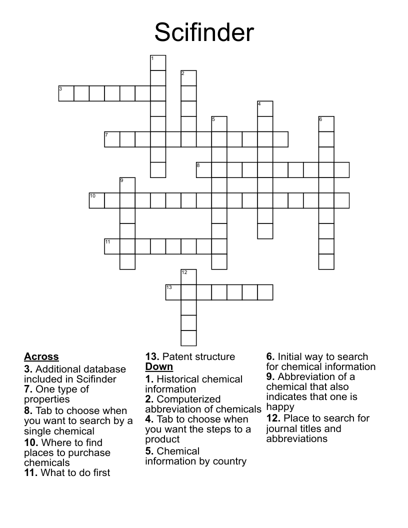 Scifinder Crossword
