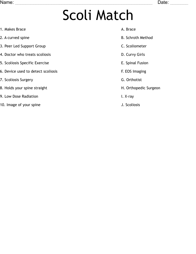 Scoli Match Worksheet