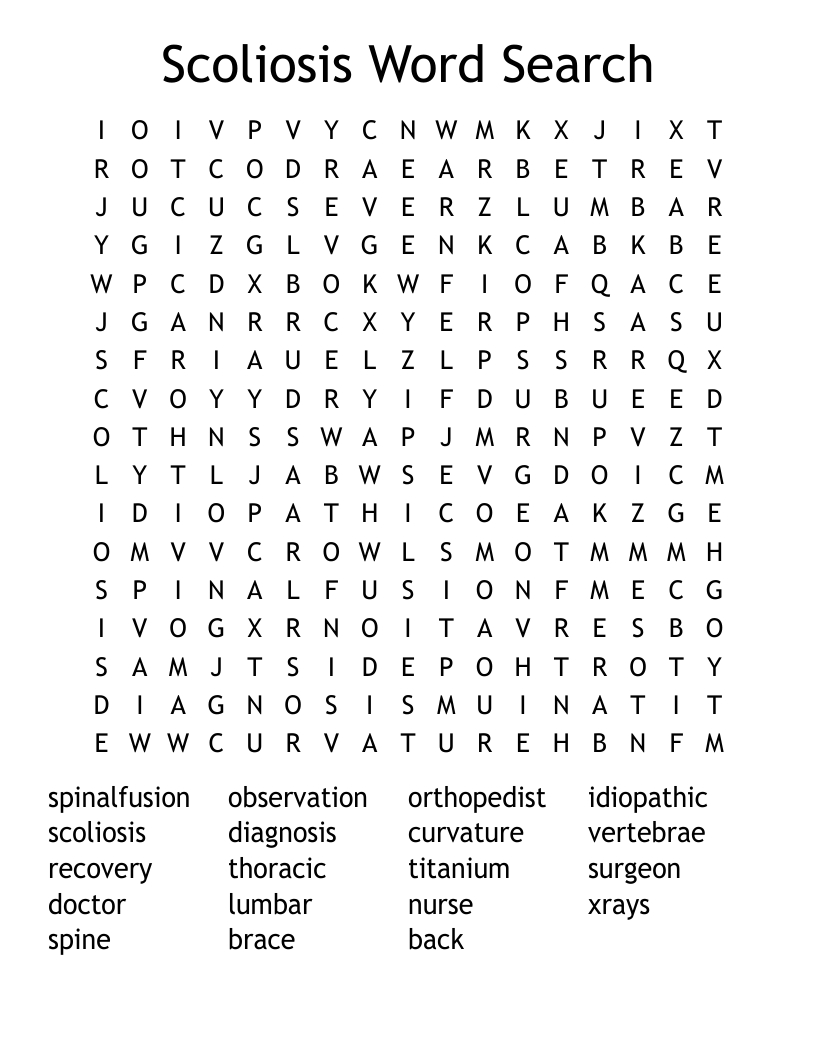 Scoliosis Word Search