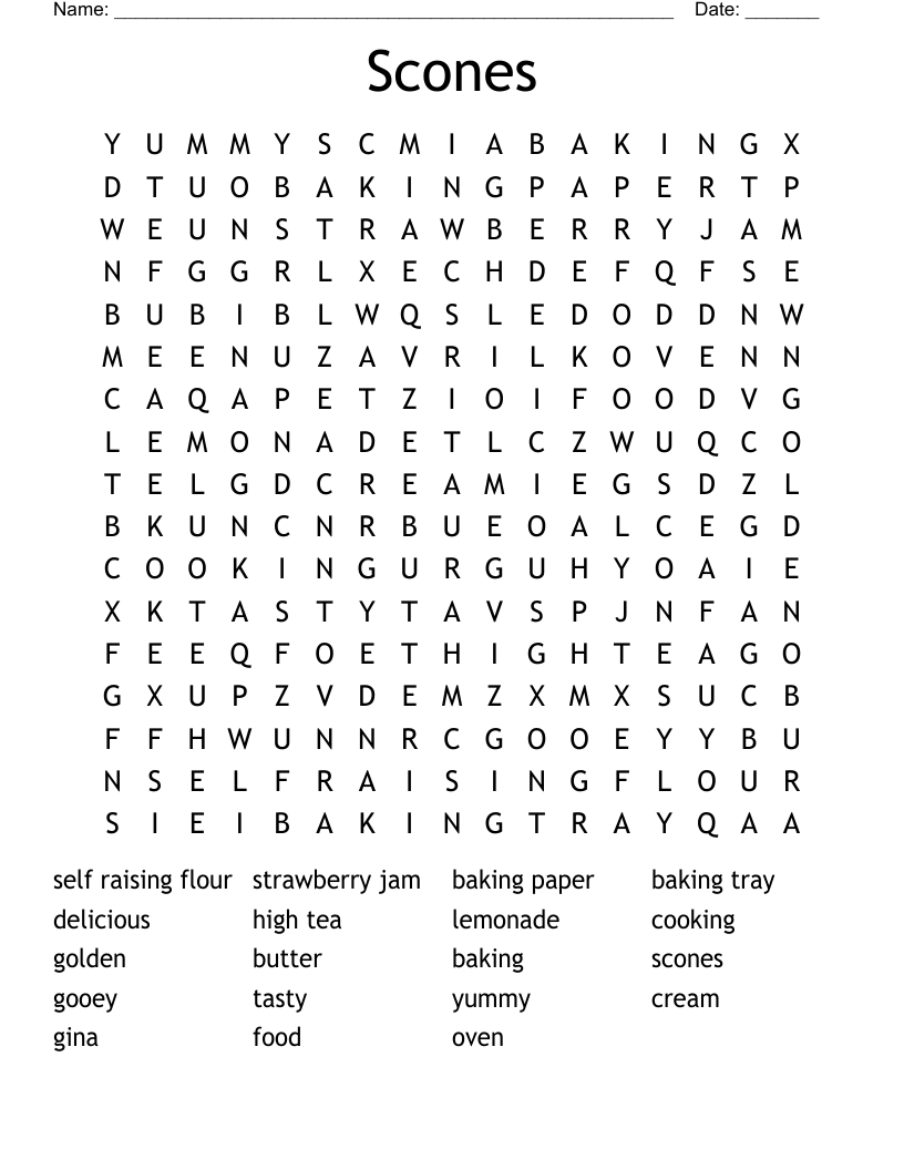 Scones Word Search