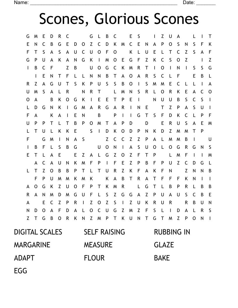 Scones, Glorious Scones Word Search