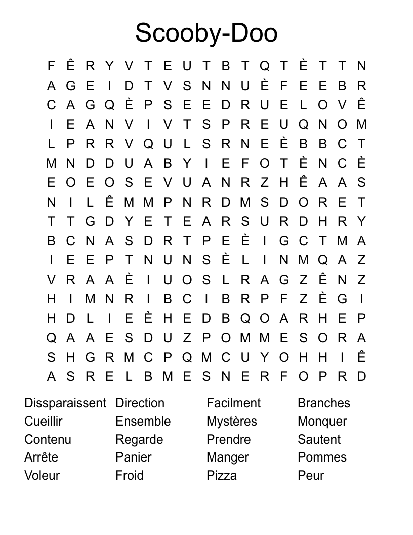 Scooby-Doo Word Search